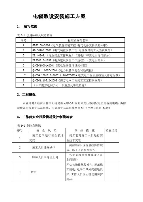 (完整版)电缆敷设安装施工方案