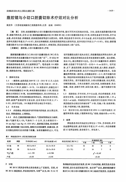 腹腔镜与小切口胆囊切除术疗效对比分析