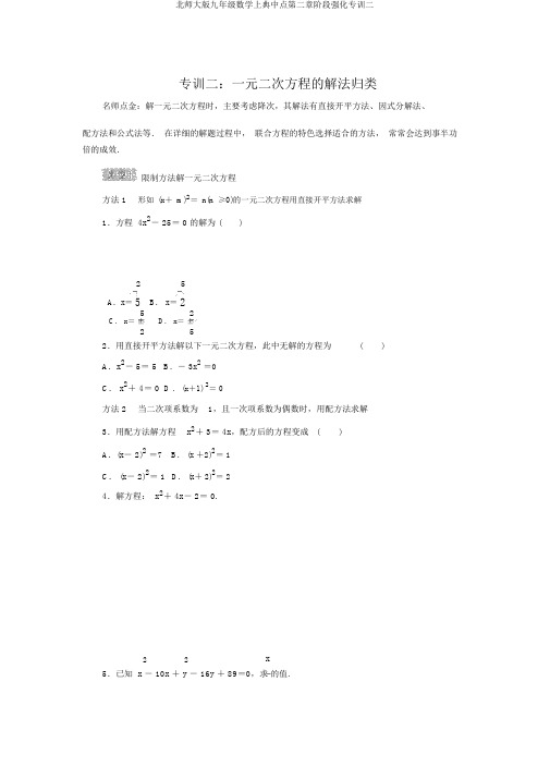 北师大版九年级数学上典中点第二章阶段强化专训二