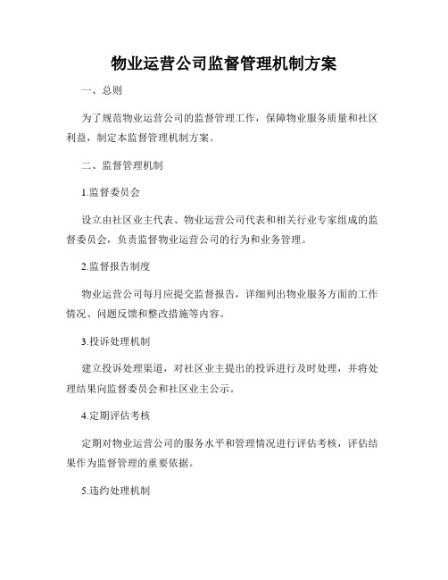 物业运营公司监督管理机制方案