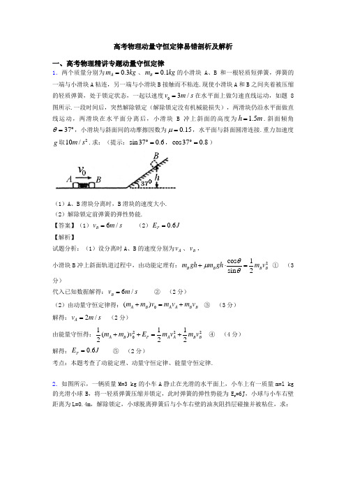 高考物理动量守恒定律易错剖析及解析