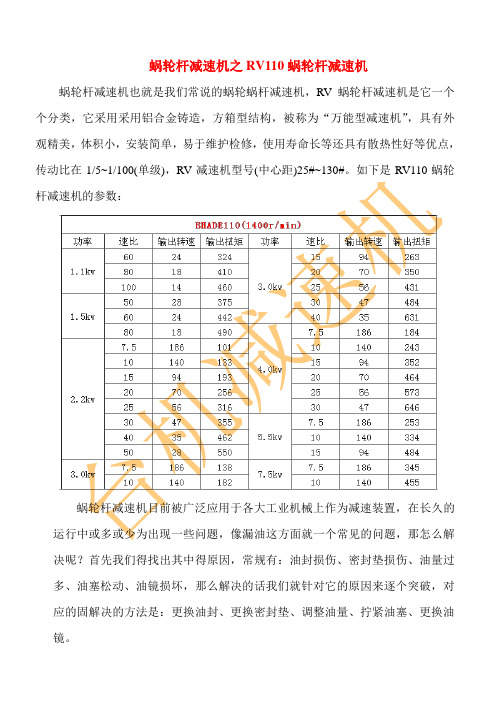 蜗轮杆减速机之RV110蜗轮杆减速机—台机减速机