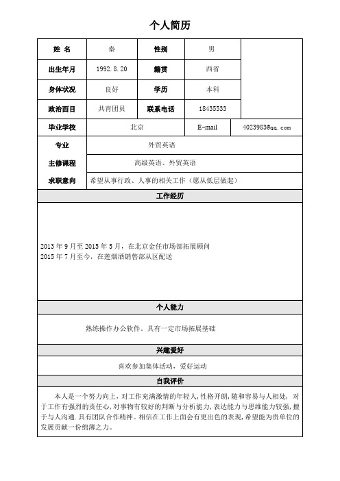 个人简历模板(简单)