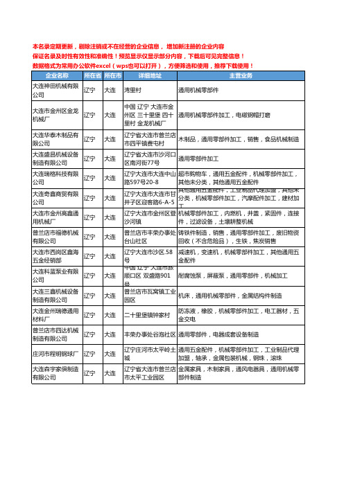 新版辽宁省大连通用机械零部件工商企业公司商家名录名单联系方式大全15家