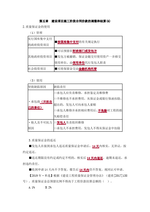 建设项目施工阶段合同价款的调整和结算重点真题习题答案解析6