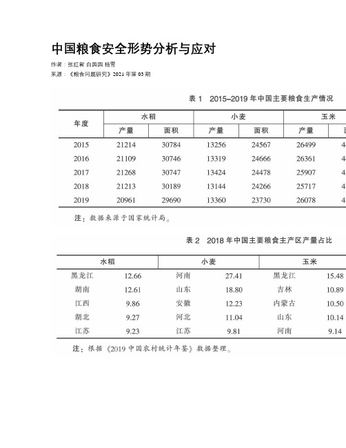 中国粮食安全形势分析与应对