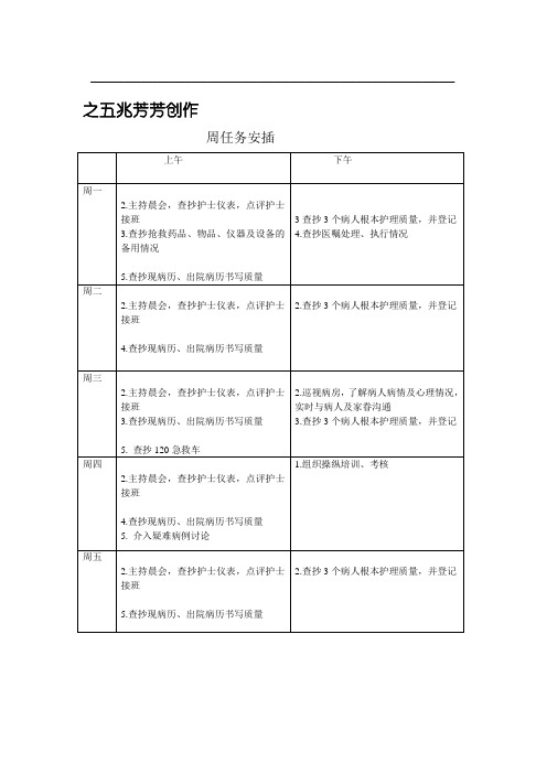 护士长手册周工作安排