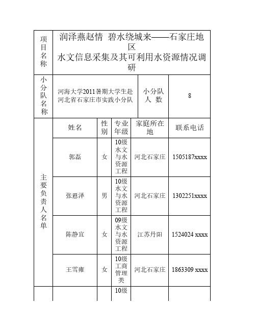 征集表样表