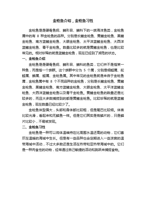 金枪鱼介绍，金枪鱼习性