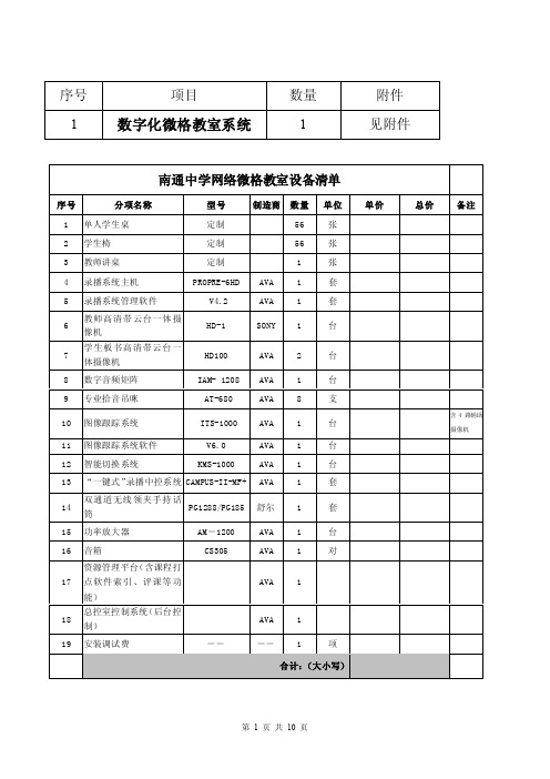 南通中学网络微格教室设备清单