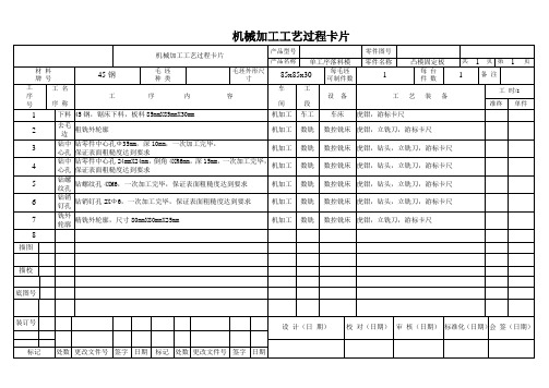 凸模固定板机械加工工艺过程卡片