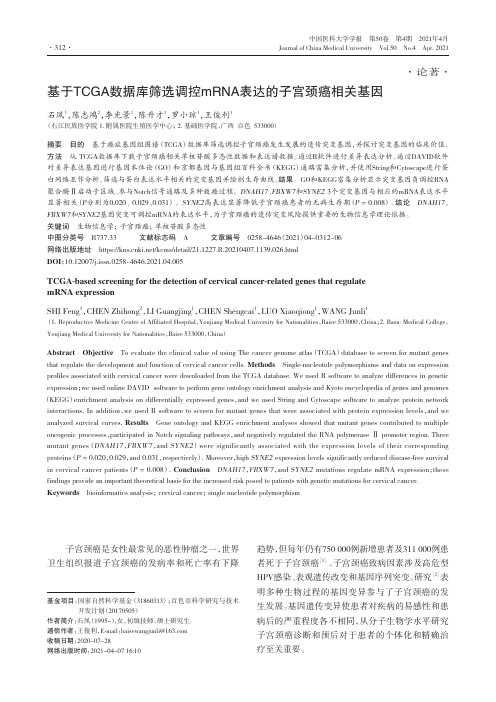 基于TCGA数据库筛选调控mRNA表达的子宫颈癌相关基因