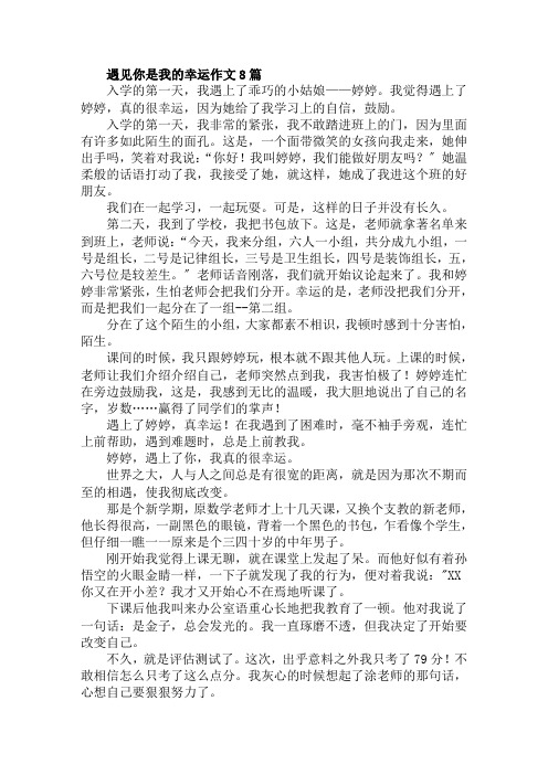 遇见你是我的幸运作文8篇范文精选