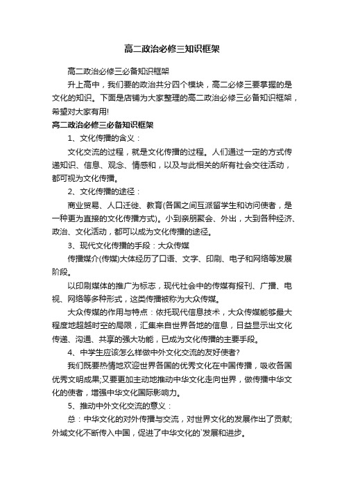 高二政治必修三知识框架