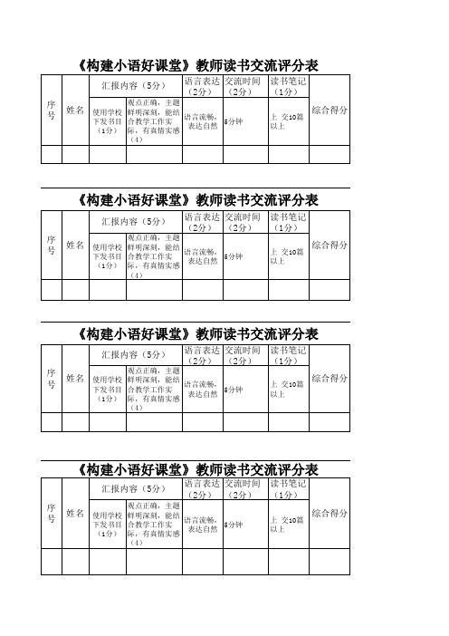 读书交流评分表