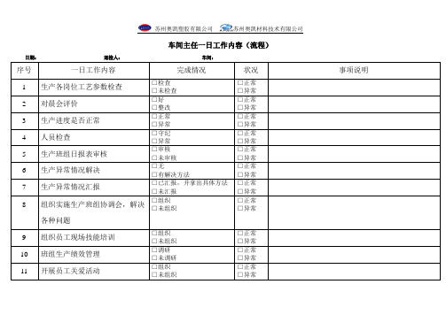 (完整word版)车间主任一日工作清单(已修订