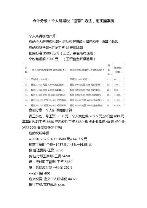 会计分录：个人所得税“速算”方法，附实操案例