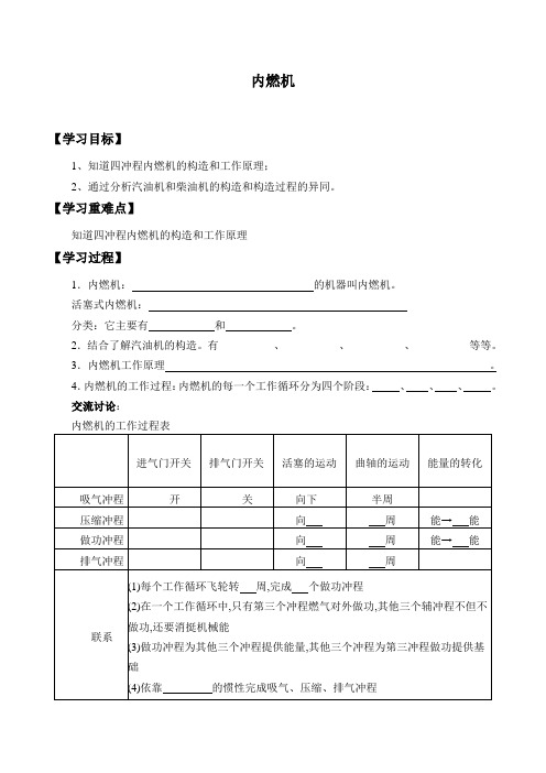 沪教版高中物理选修2-2 4.2内燃机_学案设计(无答案)