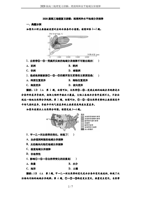 2020届高三地理复习讲解：理清两种水平地域分异规律