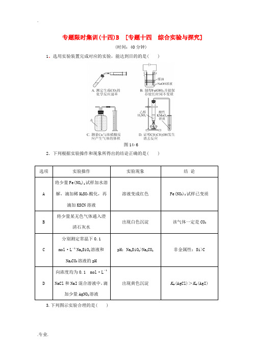 (新课标)2014高考化学二轮复习作业手册 专题十四 综合实验与探究(B)