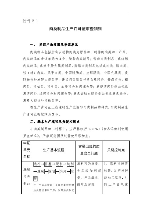 推荐-肉类制品生产许可证审查细则 精品