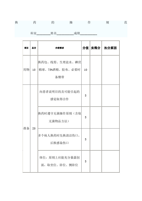 换药的操作规范