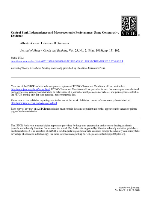1.Alesina Summers - Central Bank Independence and Macro Performance