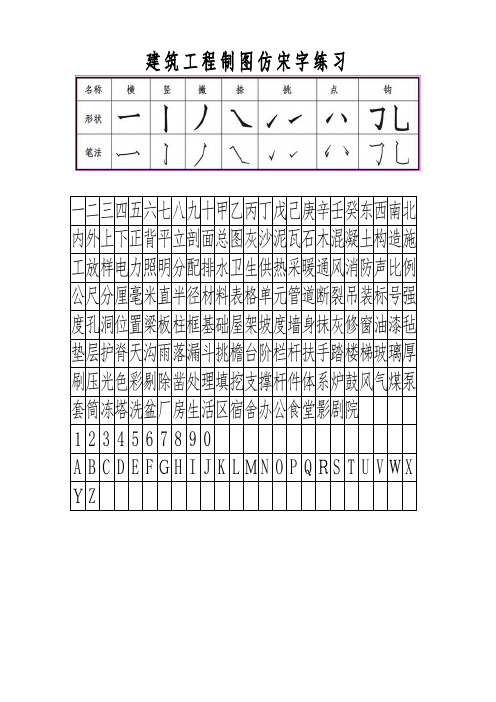 建筑用仿宋字【范本模板】