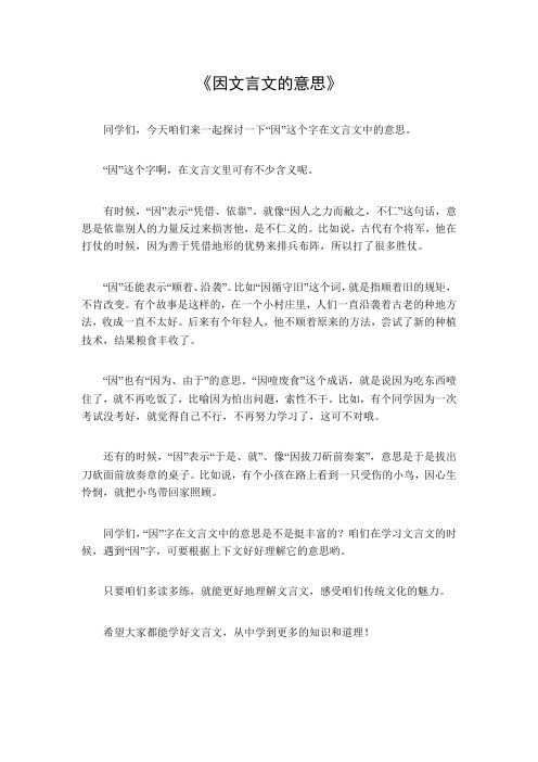 因文言文的意思