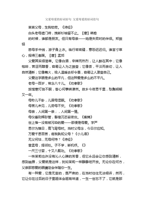 父爱母爱的好词好句父爱母爱的好词佳句_好词好句