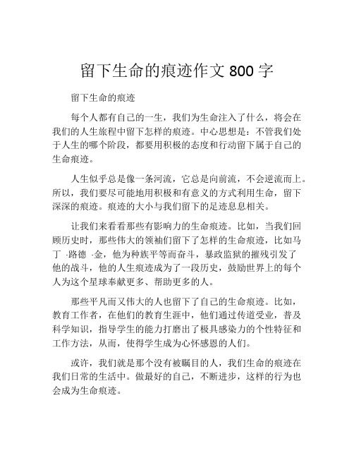 留下生命的痕迹作文800字