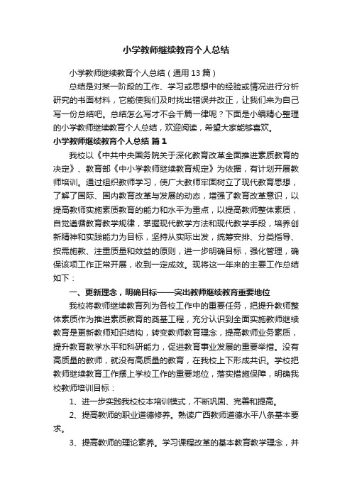 小学教师继续教育个人总结