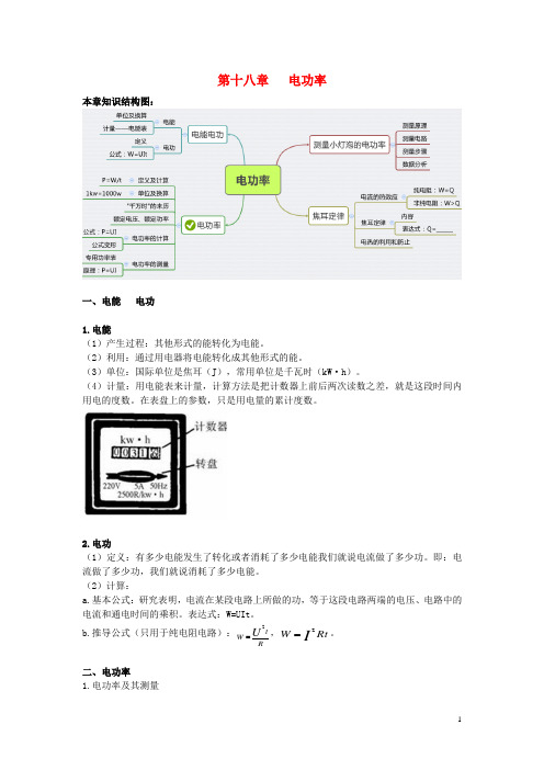 九年级物理全册第十八章电功率知识点总结新版新人教版