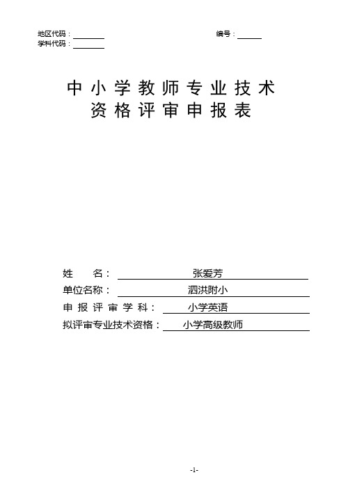 中小学教师专业技术评审申报表