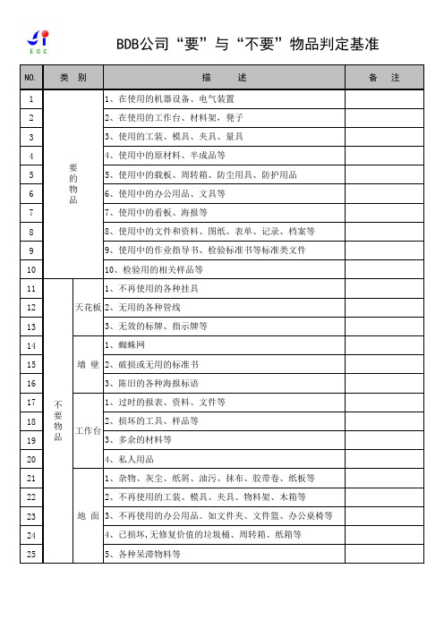 5S活动3个基准