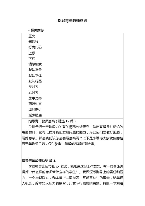 指导青年教师总结