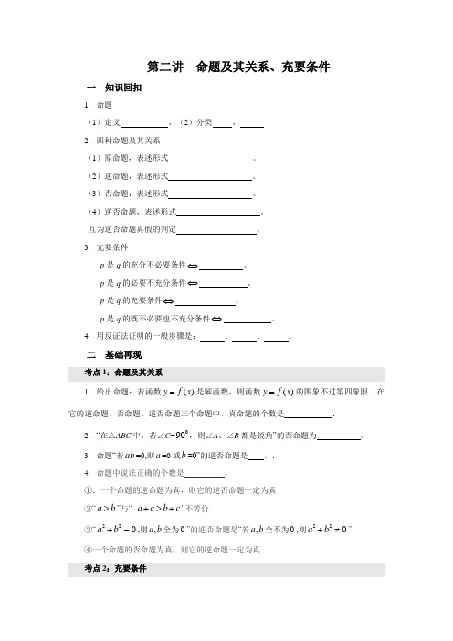 高中数学疑难解析第二讲 命题及其关系、充要条件