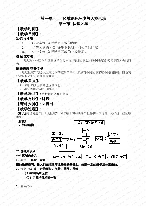 高中地理必修三全套教案(鲁教版)