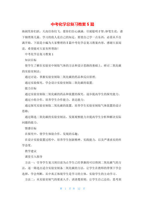 中考化学总复习教案5篇