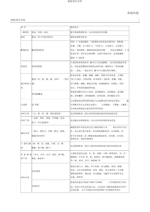 体检项目介绍