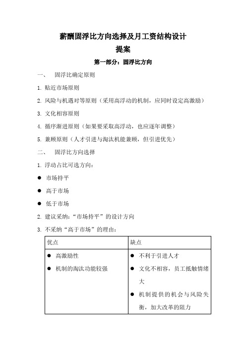 薪酬固浮比及月工资结构