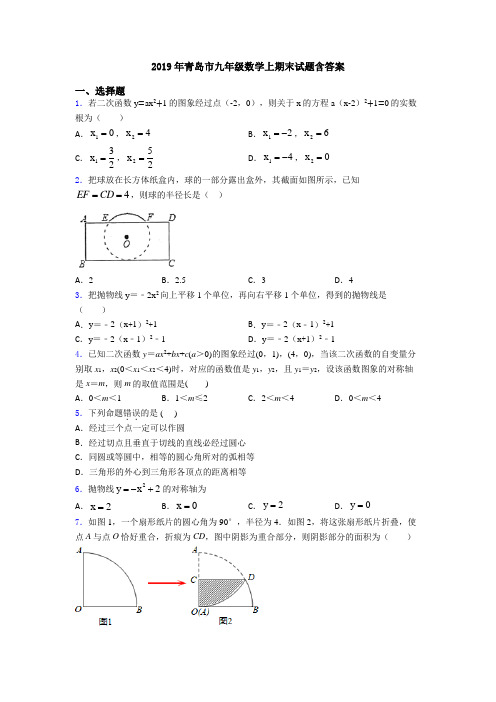 2019年青岛市九年级数学上期末试题含答案