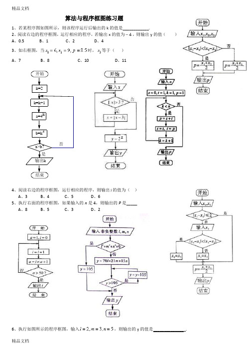 最新算法与程序框图练习题(整理)