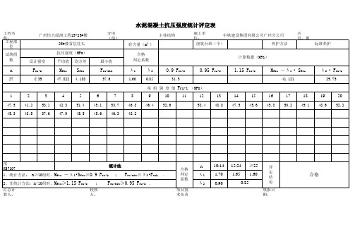 混凝土统计法评定自动计算表格