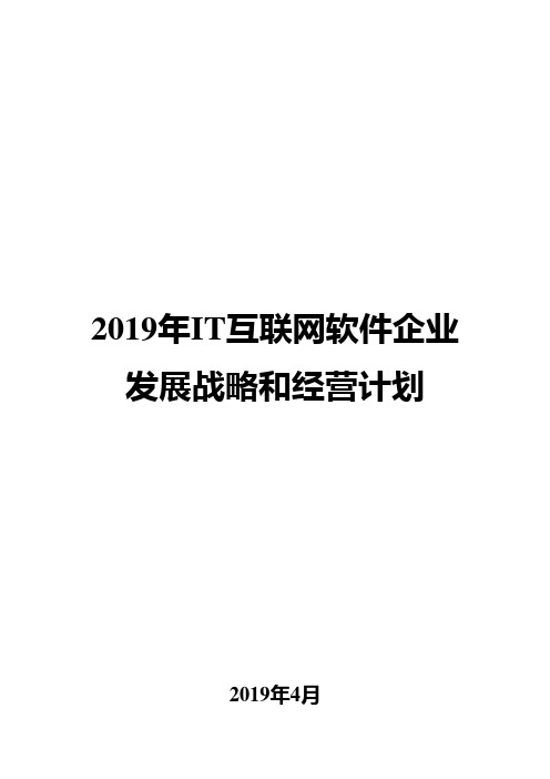 2019年IT互联网软件企业发展战略和经营计划