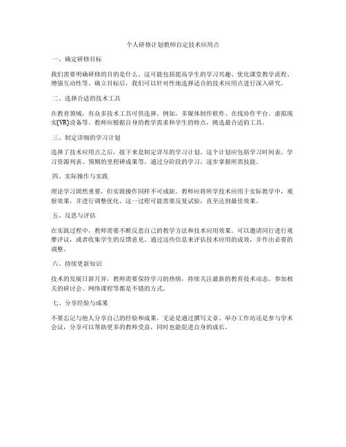 个人研修计划教师自定技术应用点