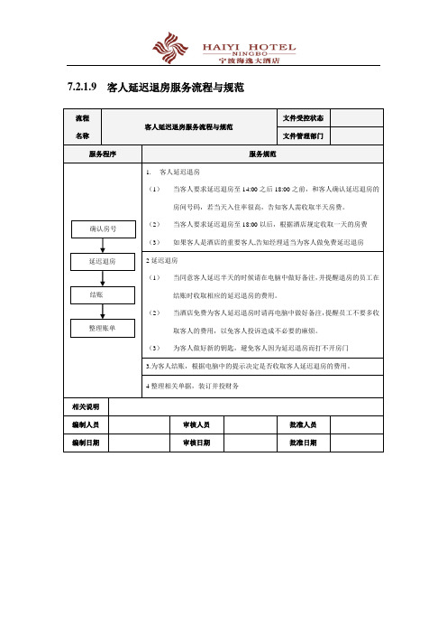 客人延迟退房服务流程与规范