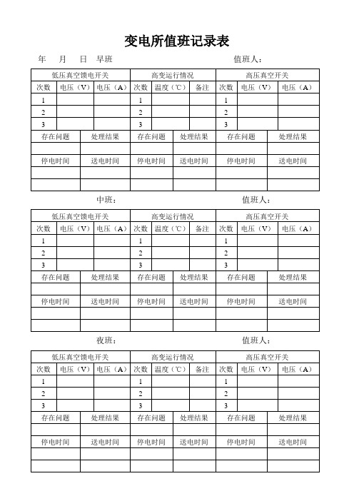 变电所值班记录表