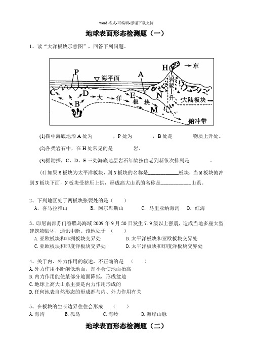 地球表面形态检测题