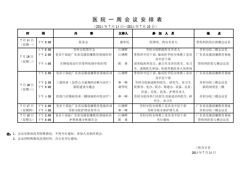 医院一周会议安排表-广州中医药大学附属骨伤科医院